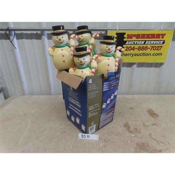 4 Lighted Pathway Snowmen with Box 18  overall