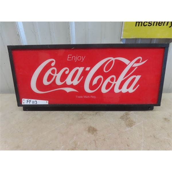 Coca-Cola Light Up Sign 10  x 23  -Metal Casing with Plastic Face - Missing Plug End