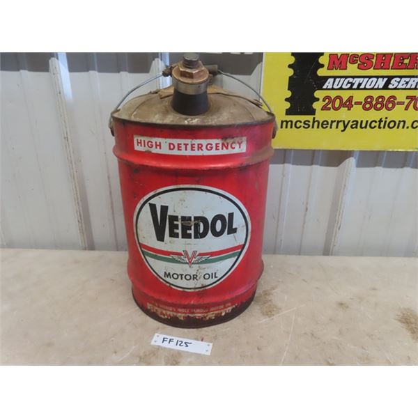 Veedol Motor Oil 5 Gal Pail with Wooden Handle