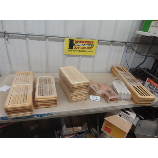 40 Heat Register Covers - 36 Wood + 4 Metal ; 7.5" x 24" , 7.5" x 32" , 7.5" x 16", 4" x 11" , 5" x 