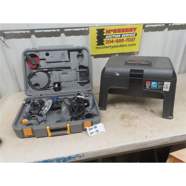 Mastercraft Spin Saw with Case & Rubbermaid Stepper/Toolbox Combo