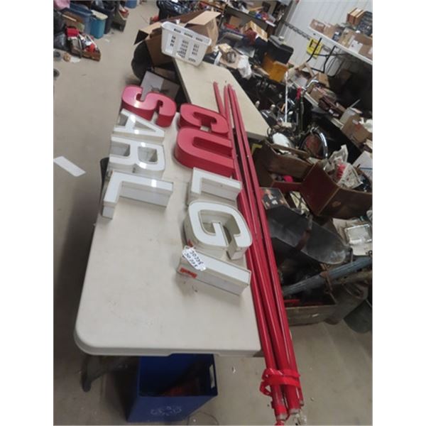 9 Light Up Signage Letters - 2 Sizes ; 14"x 15" + 12" x 12" & 4 Lengths of Light 10' Long