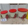 Image 3 : 12 Vintage Cannisters - Red Ones Are Metal, Yellow are Plastic