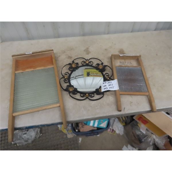 2 Wash ? - 1 Metal, 1 Glass & 2 Convex Mirrors