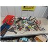 Image 1 : Odds n Ends of Tools; Level, Caulking Gun, Chisel, Allen Wrenches, Power Bar, Calipers, Flashlights,