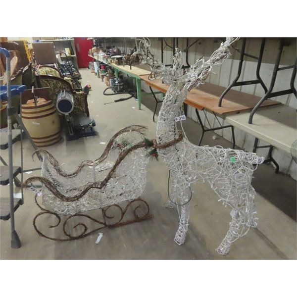 Reindeer + Sleigh Lighted Christmas Lawn Ornaments