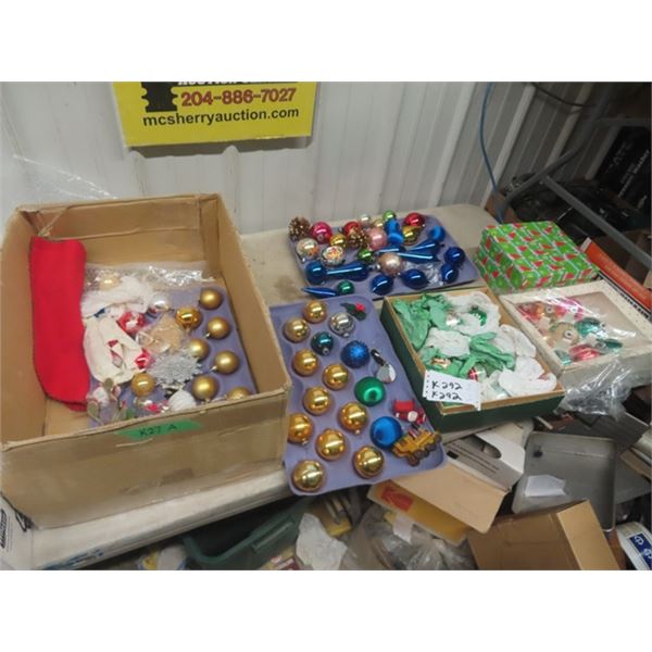 Vintage Christmas Ornaments; Glass Balls, Electric Candles, Tree Toppers plus more