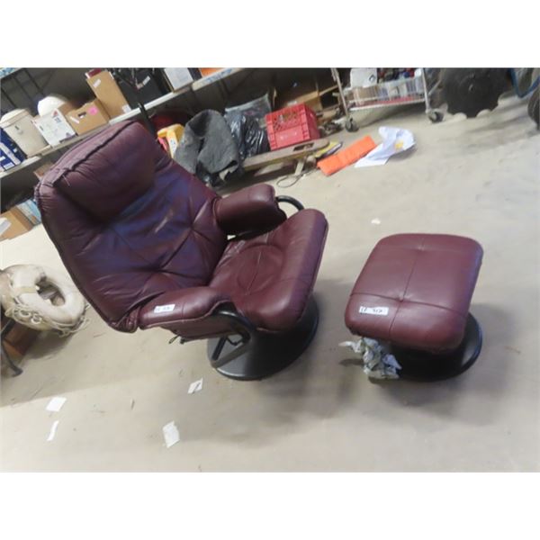 Leather Swivel Living Room Chair & Ottoman