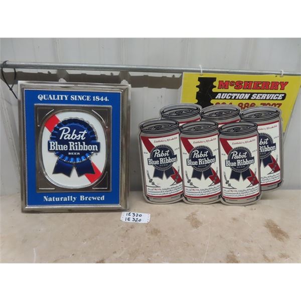 2 Pabst Blue Ribbon Signs; 6 Pack 16" x 22" , Plastic 3D Like 15" x 20"