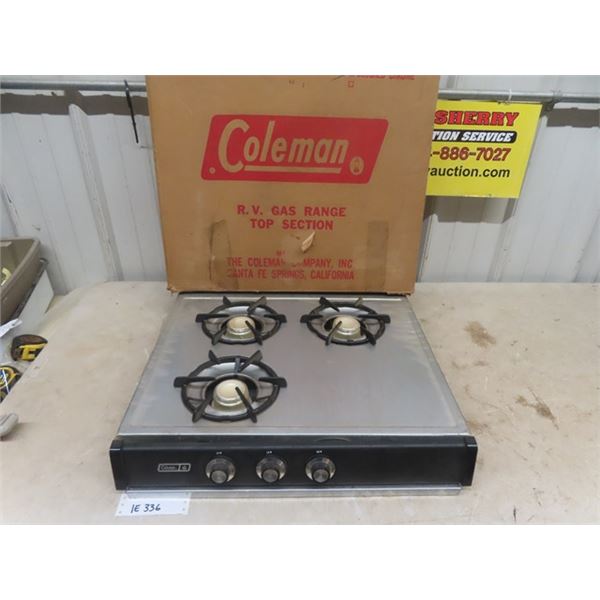 Coleman Model 2221 RV Gas Range Top Section Brushed Chrome - New in Box