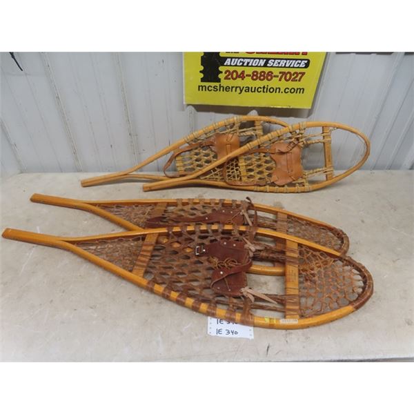 2 Pairs of Snowshoes; Larger Pair Rebaf 12" x 42" & Snowtrek 10" x 32" Damaged