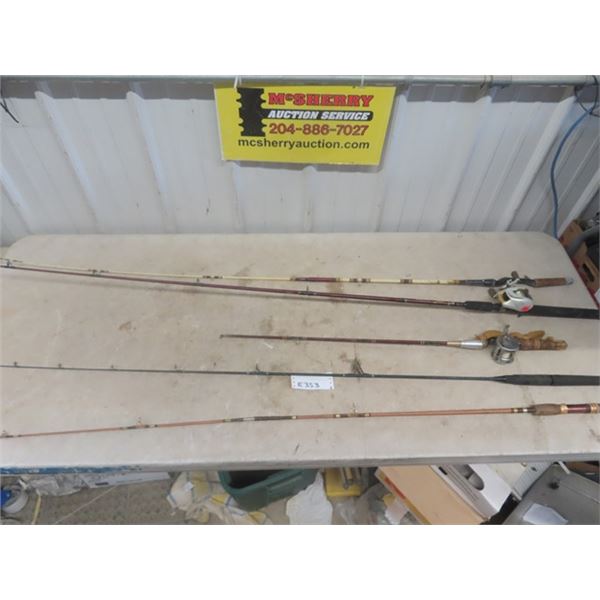 5 Fishing Rods - 2 With Reels