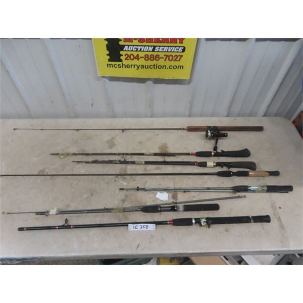 7 Fishing Rods - 1 with Reel