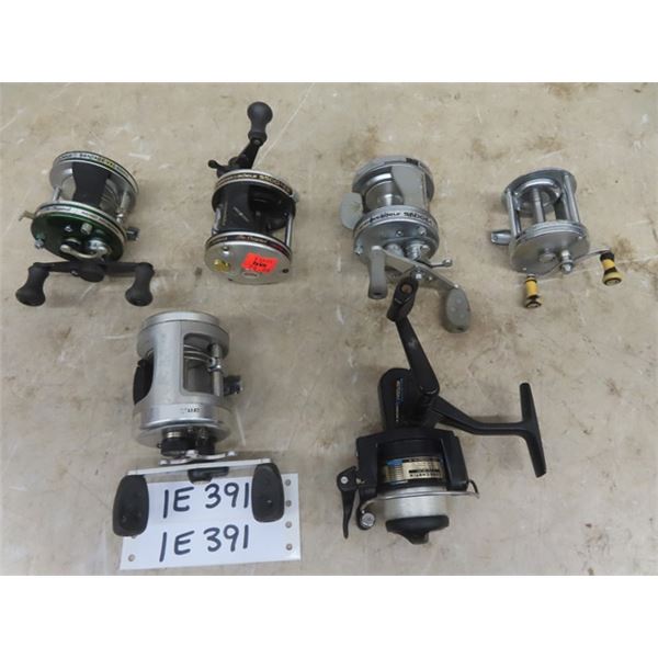 6 Fishing Reels - most are new ; Vantage XL , Abo Garcia, Long Cast plus more