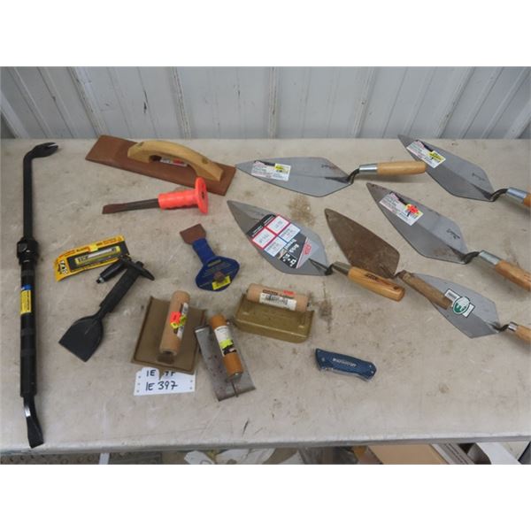 Many Brick Trowels, Telescopic Nail Puller, Chisels