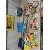 Image 1 : Paint Brushes, Misc. Tape, Scrapers, Respirator, Paint Mixers, Aprons, Small Tarp plus more - most n