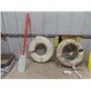Image 2 : 3 Larger Aluminum/Plastic Boat Oars, 2 Smaller Plastic Oars, 2 Life Ring Buoy