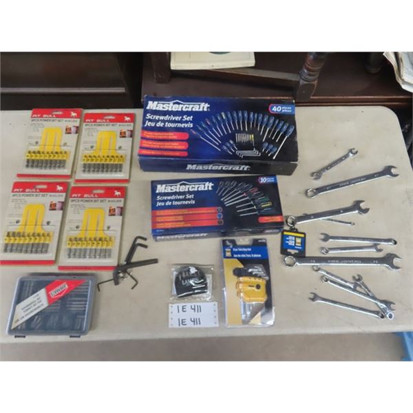 Mastercraft Screwdrivers, Misc. Wrenches, Bit Set, Torx Key Set - most new in package