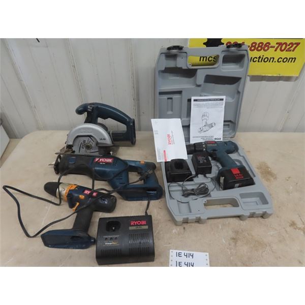 Ryobi 14.4V Tools; Drill, Saw, Charger, 18V Reciprocating Saw