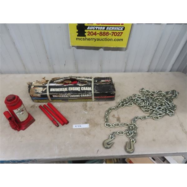 Universal Engine Cradle - New in Box, K-mart Bottle Jack 12 ton, 18' Chain with 2 Hooks