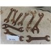 Image 3 : Vintage Seed Broadcaster, Old Wrenches, Pair of Wool Carders, Old Auto Headlamp Bezel
