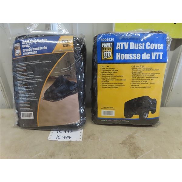 Powerfist 115" - 129" Large Snowmobile Cover, Powerfist ATV Dust Cover 49" x 142" - Both New in Pack