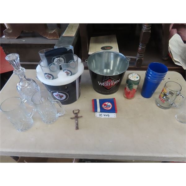 Jets Bucket with Glasses, Glasses, Mugs plus more