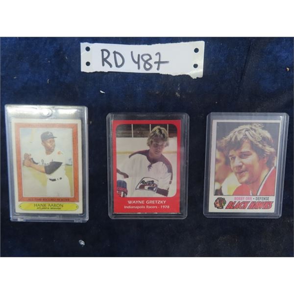 Bobby Orr 76-77, Hank Arron, Wayne Gretzky Cards