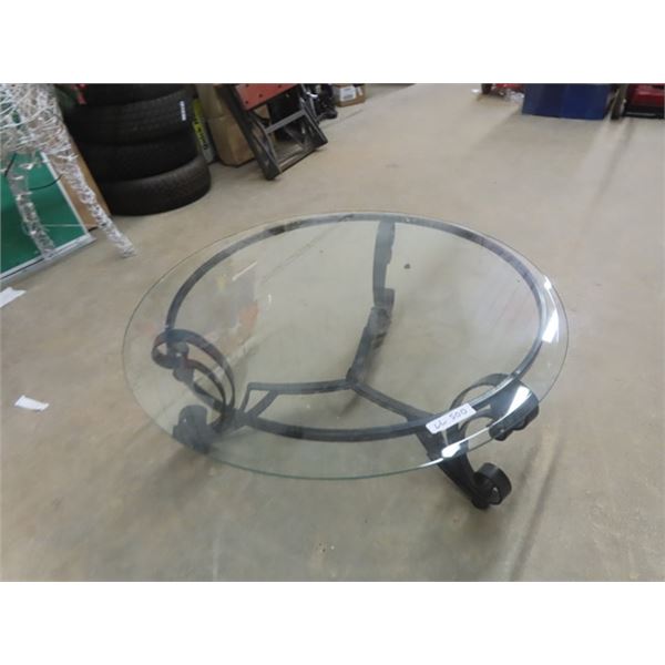 Wrought Iron + Glass Coffee Table 18" x 38"