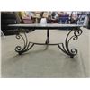 Image 2 : Wrought Iron + Glass Coffee Table 18" x 38"