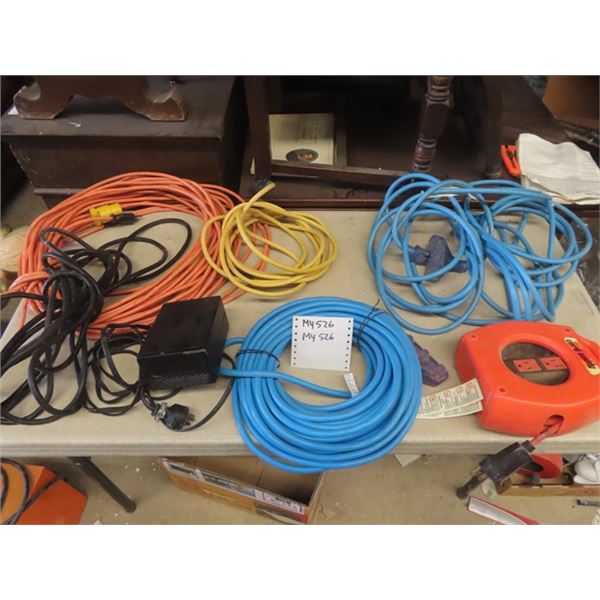 Lot of Extension Cords - Several Heavy Duty, Noma Cord Caddy, Interior Car Warmer