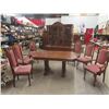 Image 1 : 8pc Dining Room Suite;  Table 64" x 40" x 30" with 16" Leaf - 1 Leg Wobbly, China Cabinet 84" x 69" 