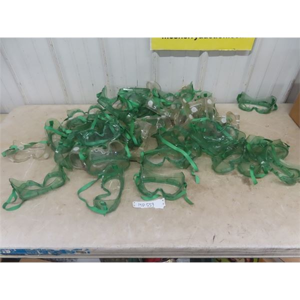 50 Pair Rubber Goggles - Green + Clear