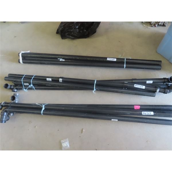 (12) 5' lengths Black 1 1/2" PVC Pipe with Bin of Connectors