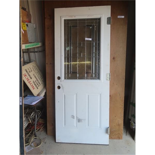 Solid Exterior Door with Window 79" x 32" - has dent on 1 side