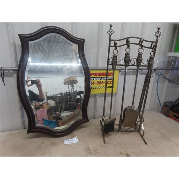 Fireplace Tools + Mirror 22  x 34 