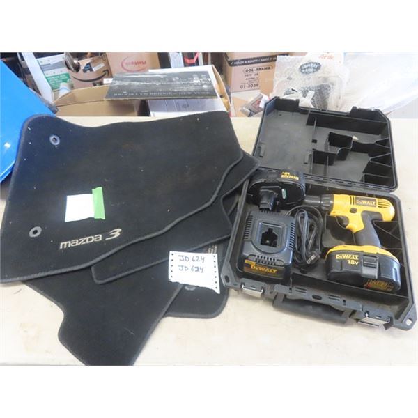 DeWalt 18V Drill with Case + 2 Batteries - works, Mazda 3 Floor Mat Set