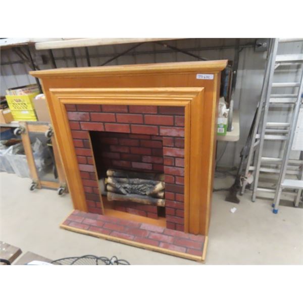 Faux Wood + Brick Electric Fireplace with Log Light  12" x 48" x 48"