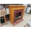 Image 3 : Faux Wood + Brick Electric Fireplace with Log Light  12" x 48" x 48"