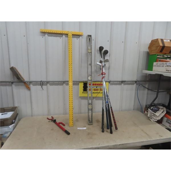 T-Square, Metal Powerfist 4' Level, Assorted Golf Clubs - Rh 1, Vehicle Club