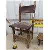 Image 2 : Wood + Leather Chair with Claw + Ball Foot Stool