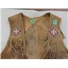 Image 2 : Vintage Plains First Nations Leather Hide Hand Beaded + Fringed Vest - Seems to be Sz SM & Pair of B