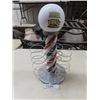 Image 1 : Light Up Barber Shop Pole Advertising Display Rack Made of Metal with Glass Globe 18" Tall