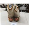 Image 1 : Vintage First Nations Leather Beaded Moccasins/ Mukluks - Real Fur , Professional Rubber Soles 14" T