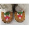 Image 3 : Vintage First Nations Leather Beaded Moccasins/ Mukluks - Real Fur , Professional Rubber Soles 14" T