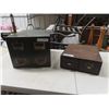 Image 1 : 2 Antique Filing Cabinets; 1) Oak 5" x 13" x 16" , 1) Metal  12" x 14" x 17"  - Tag on Oak Cabinet R
