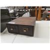 Image 2 : 2 Antique Filing Cabinets; 1) Oak 5" x 13" x 16" , 1) Metal  12" x 14" x 17"  - Tag on Oak Cabinet R