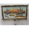 Image 1 : Large Oil on Canvas Winter Scene 32" X 55"