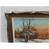 Image 2 : Large Oil on Canvas Winter Scene 32" X 55"