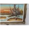 Image 4 : Large Oil on Canvas Winter Scene 32" X 55"